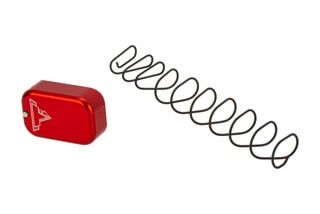 The Taran Tactical Glock 19 Base Pad Kit adds 3 rounds on 9mm and features a red anodized finish